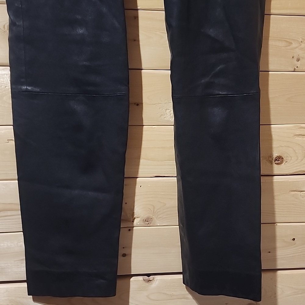 VINCE 100% Lamb Leather Black Pants Straight Leg Size Small - Picture 3 of 8